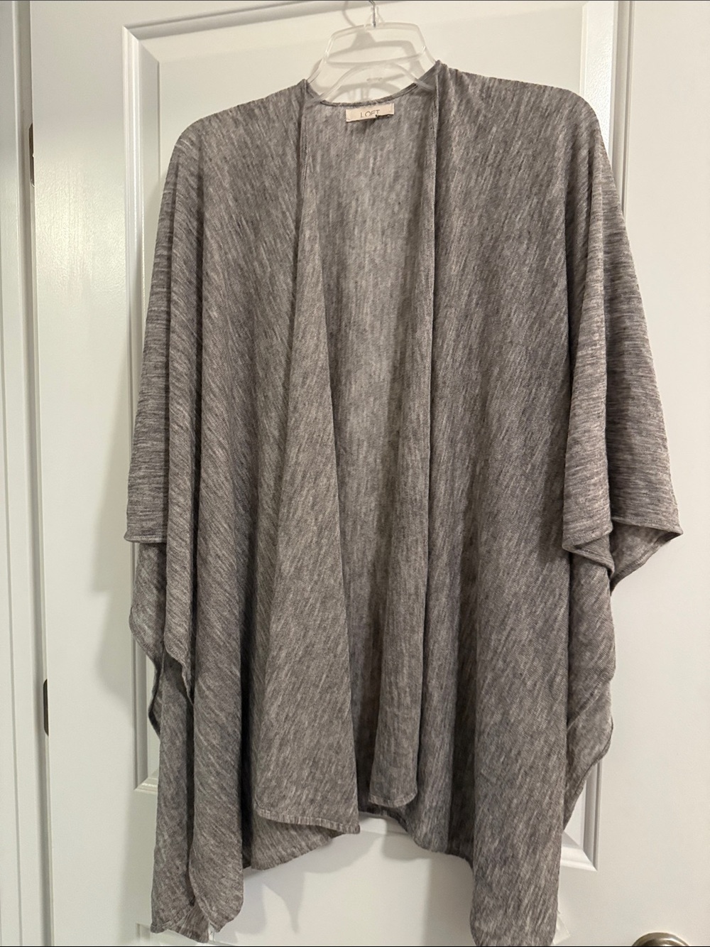 LOFT Heathered Gray Draped Open-Front Cape